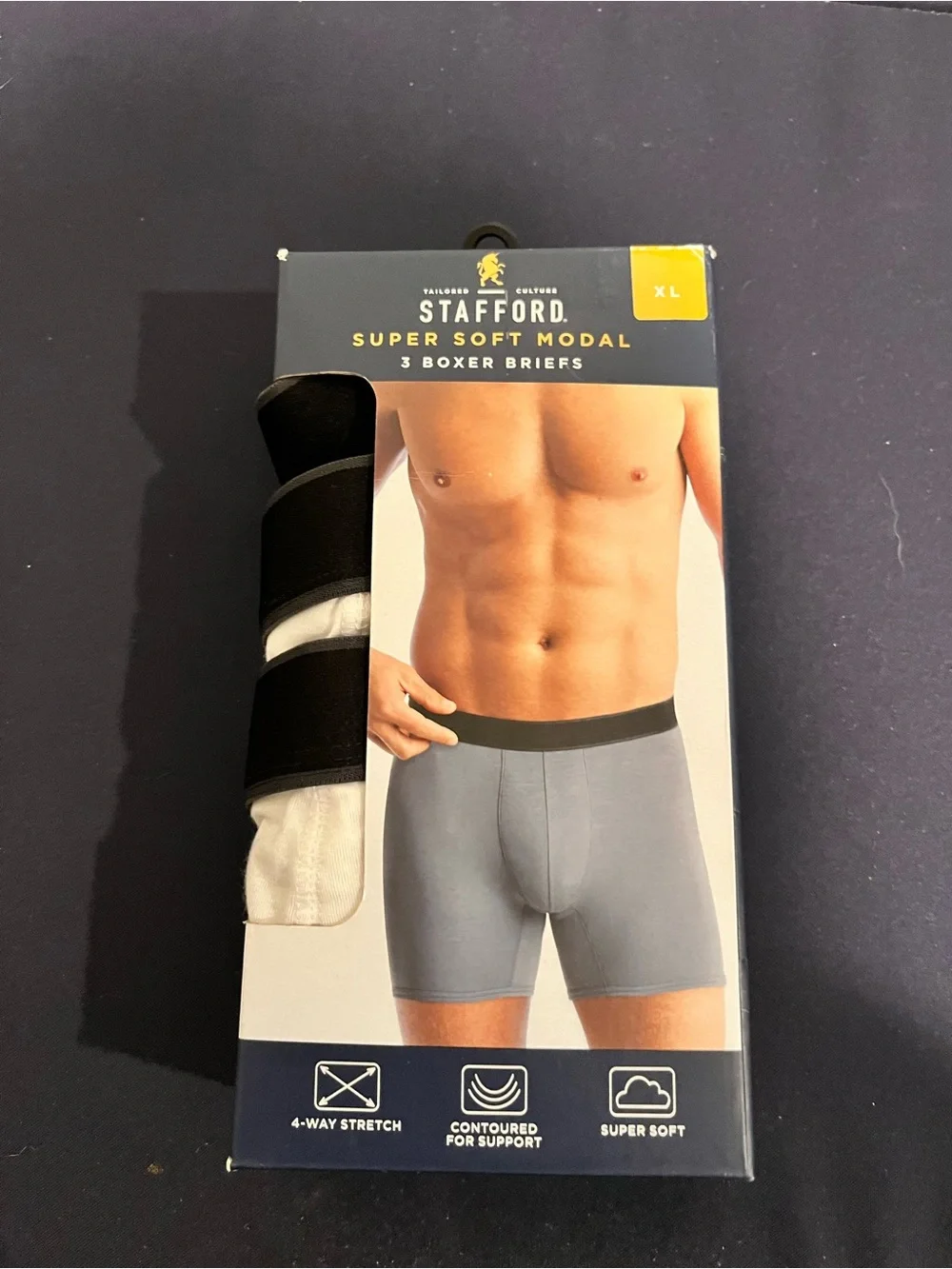 Stafford Super Soft Modal Boxer Briefs - Gray (3 Pack) XL Men’s